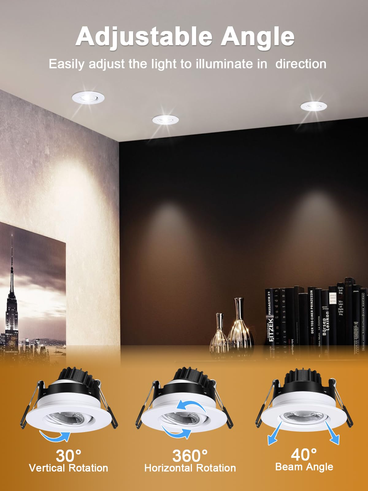 POPANU 3-inch gimbal downlight rotatable eyeball enables versatile room illumination.