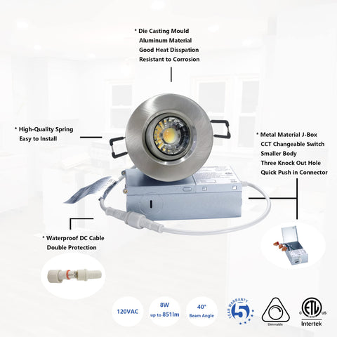 POPANU downlight with 5 CCT switch for accurate color