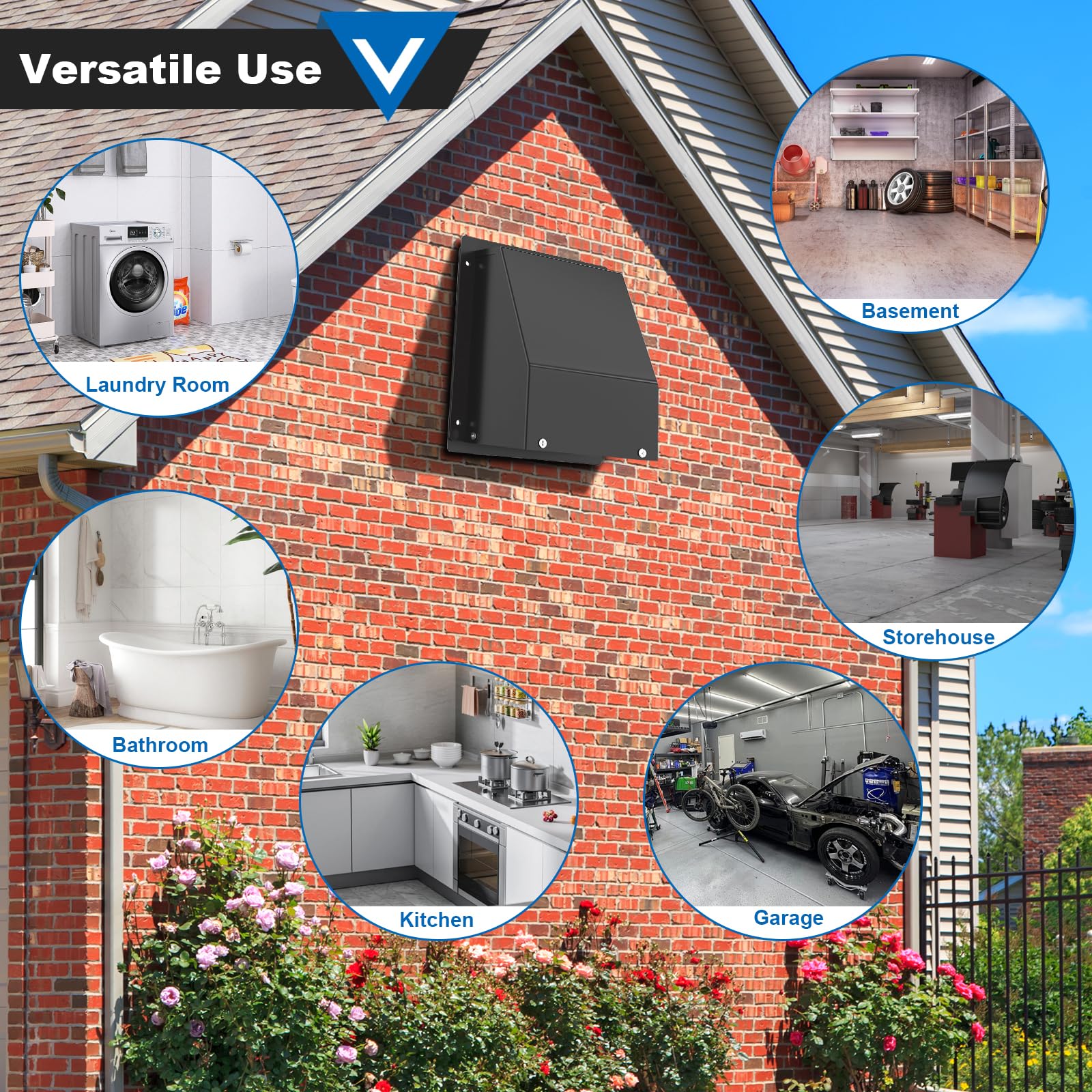 Popbee hooded vent on wall showing versatile room ventilation.