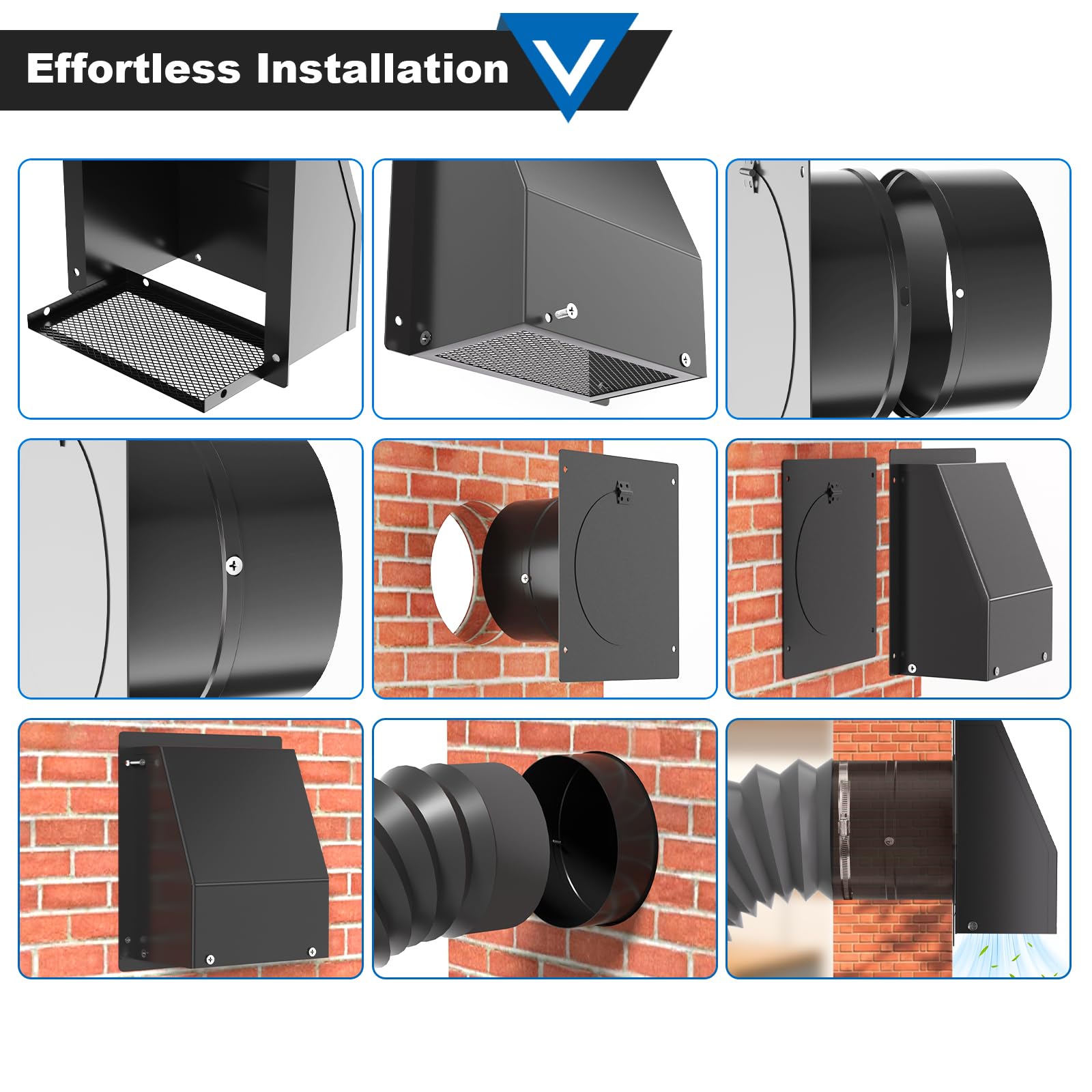 Popbee wall vent installation with screws and tape for easy setup.