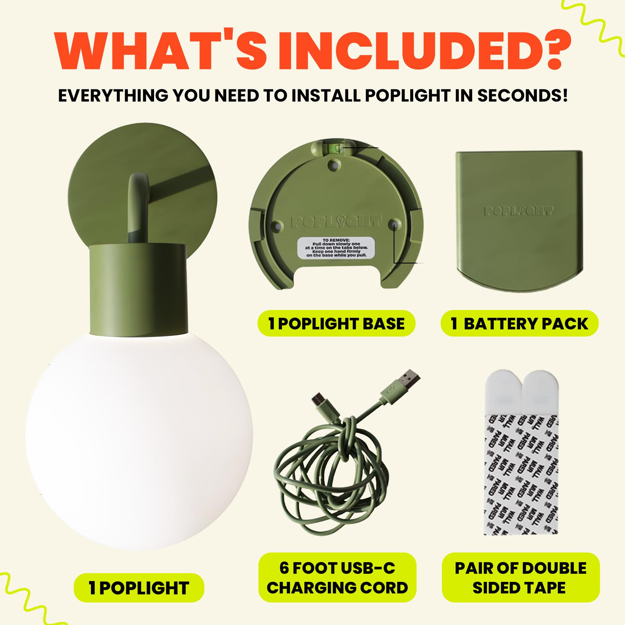 Poplight USB-C rechargeable battery keeps cordless lighting ready