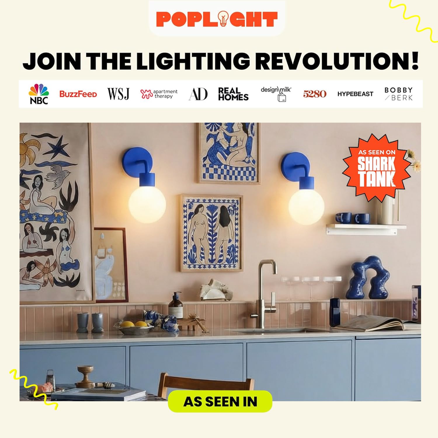 Poplight sconce blue energy efficient LED glow for long lasting light