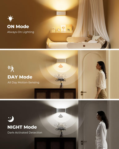PopoIron motion sensor wall sconce two-way installation supports adhesive or screws