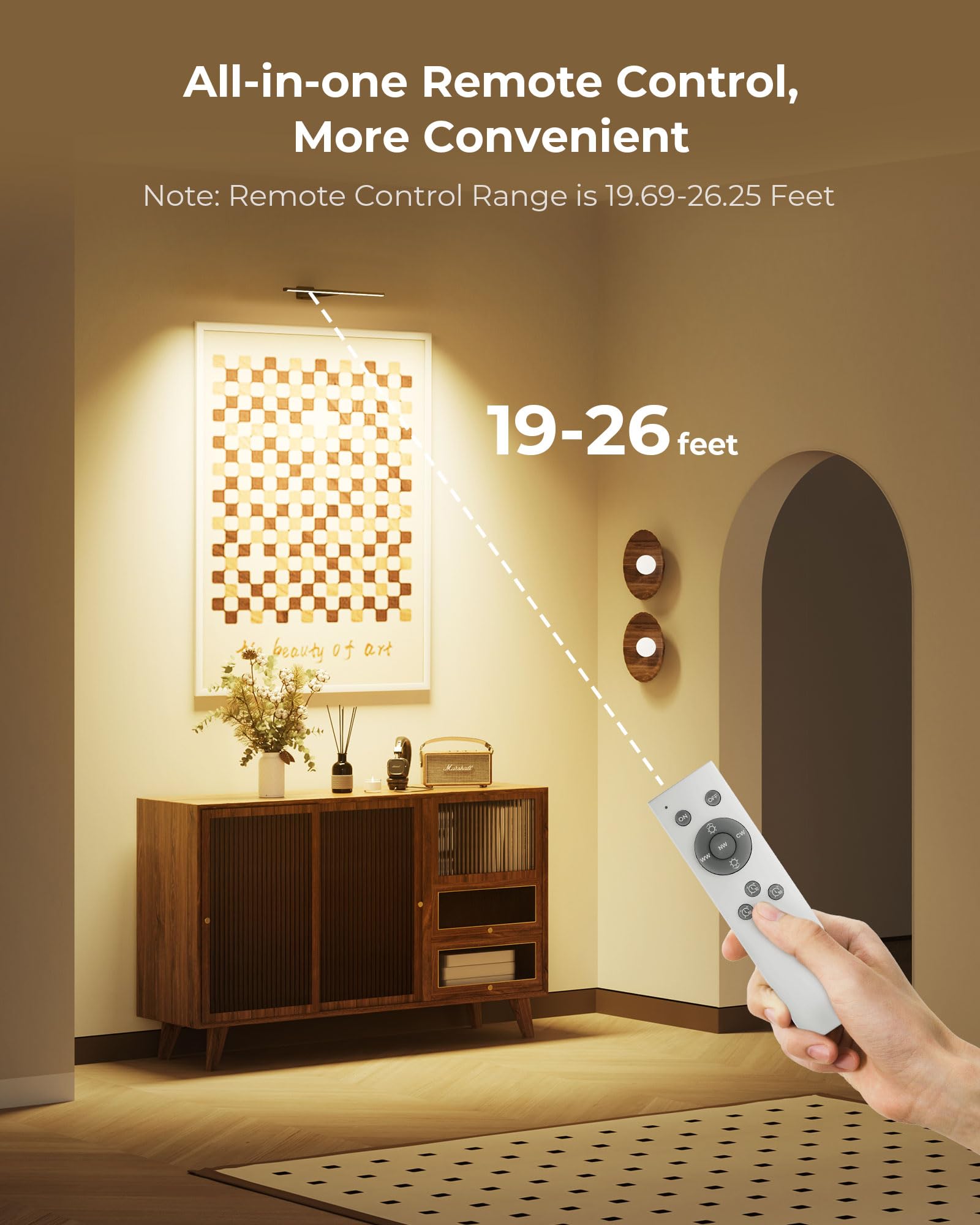 PopoIron Picture Light delivers 95+ CRI for accurate artwork rendering.