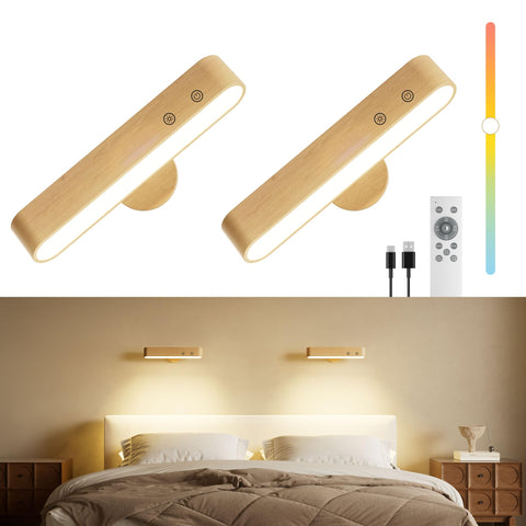 PopoIron rechargeable LED wall sconce with remote for versatile bedroom lighting