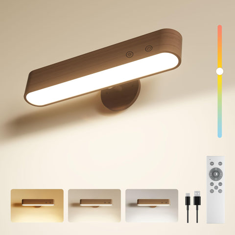 PopoIron walnut wood wall light front view shows warm natural grain for cozy ambience