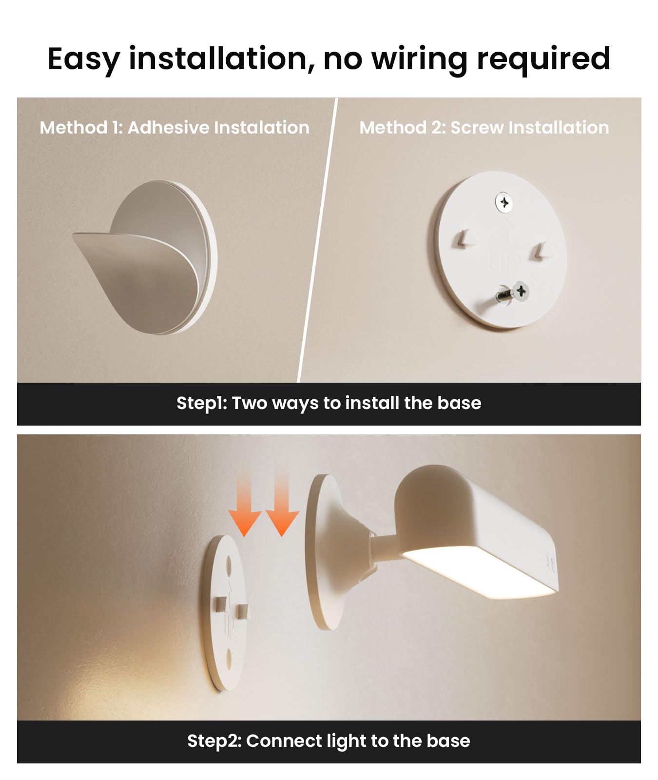 PopoIron wall sconce easy installation via adhesive or screws.