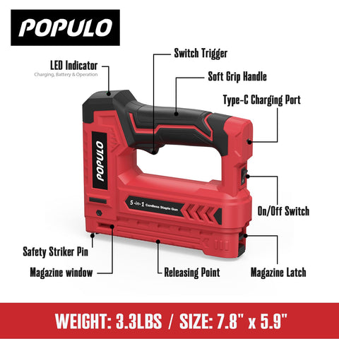 POPULO cordless stapler with included kit for DIY