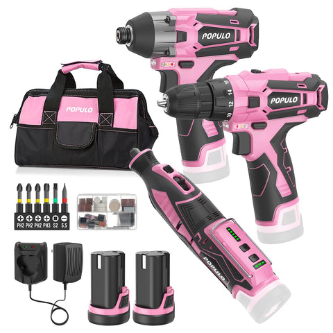 Populo pink cordless drill in hand-friendly design for home projects