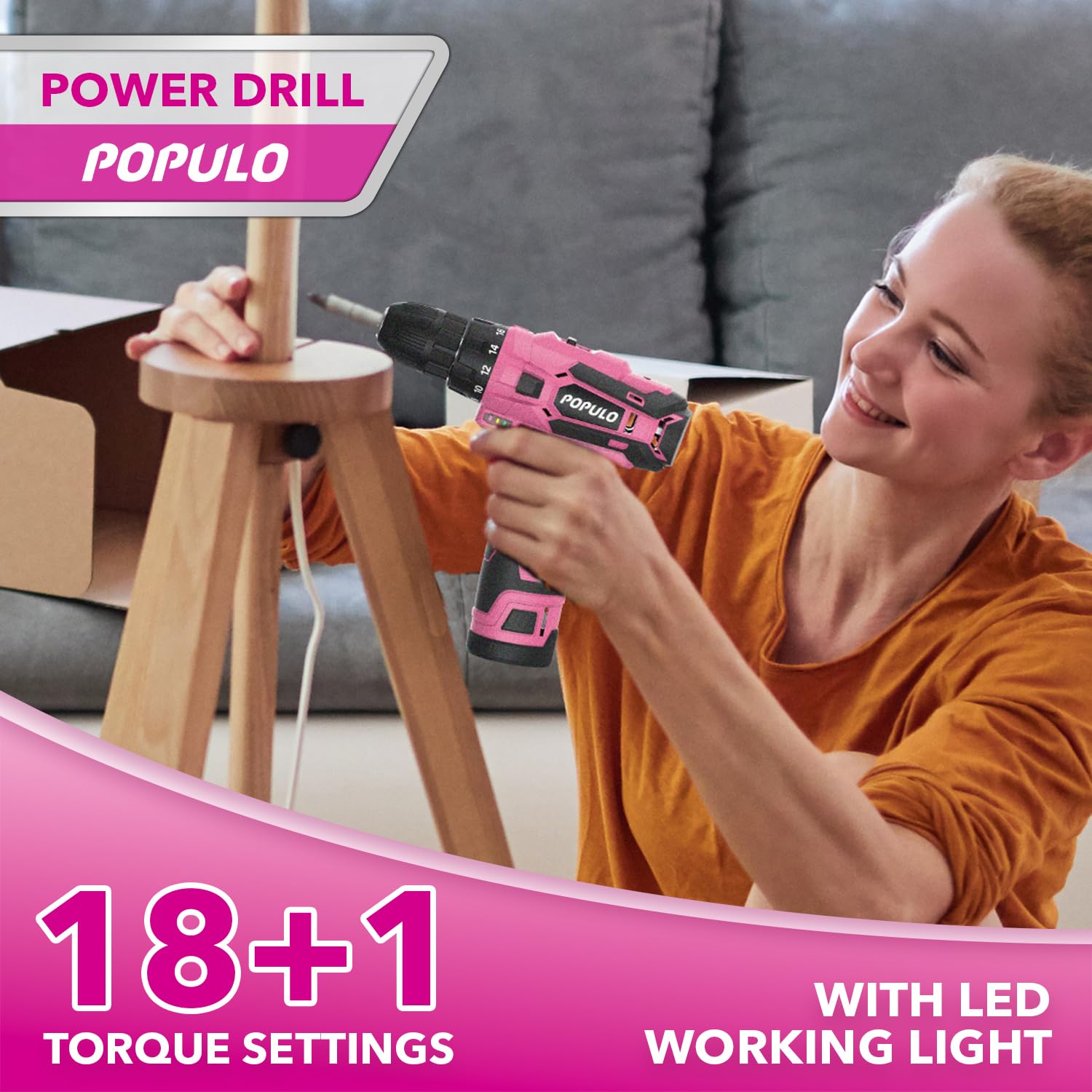 Populo pink rotary tool kit for detailed DIY work