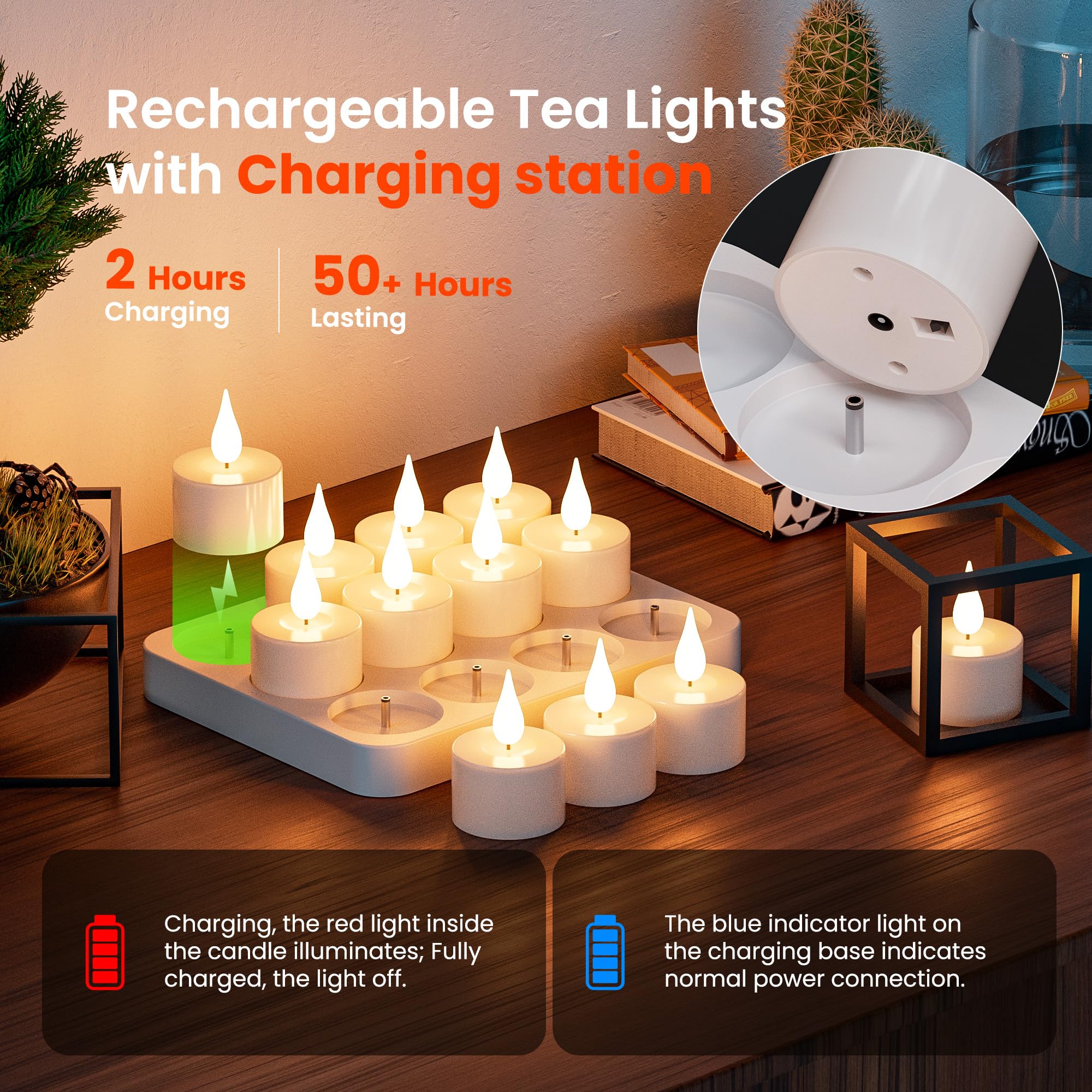 POQCCT 3D flame tea light creates warm, realistic flicker for cozy rooms.