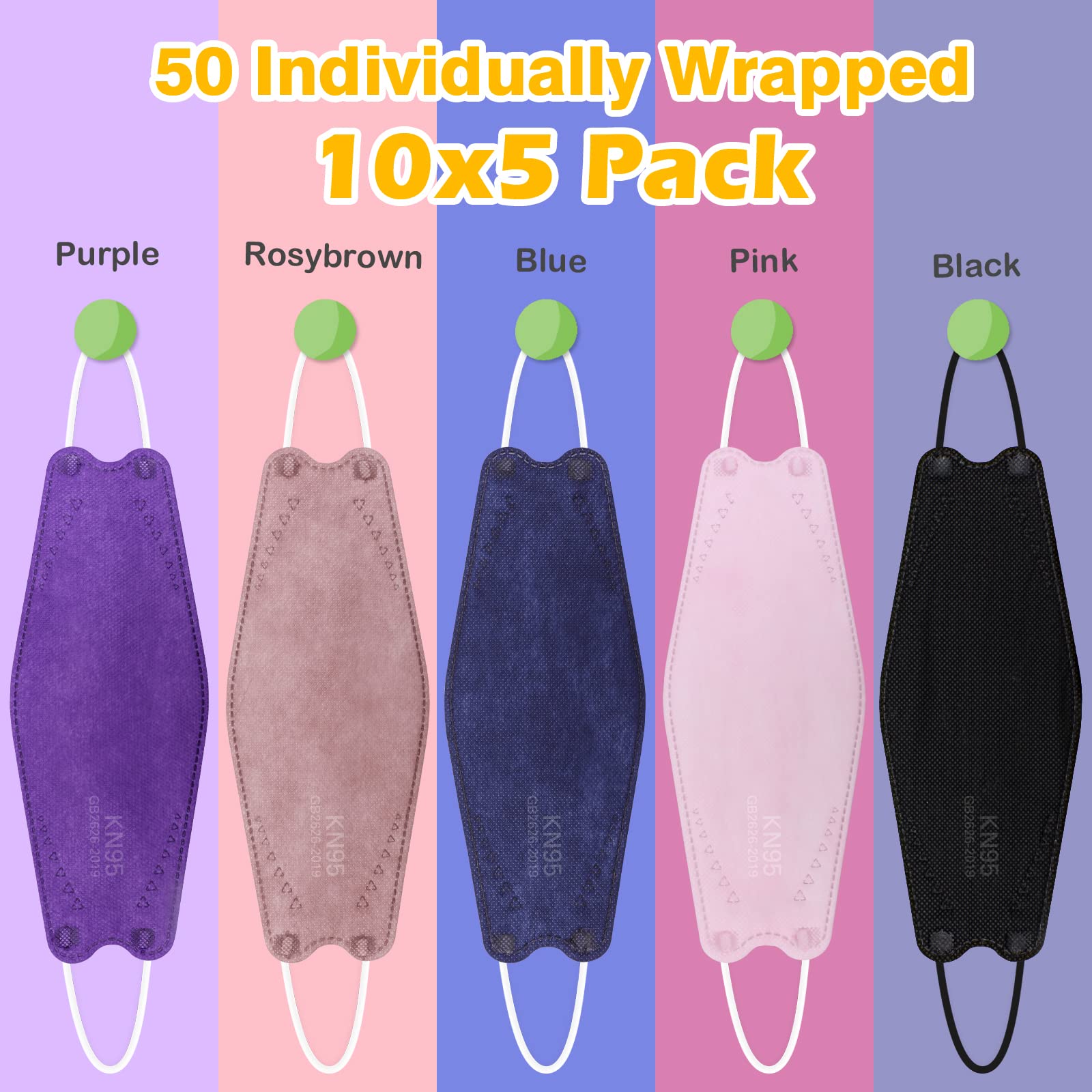 POQCCT elastic ear-loop KN95 design prioritizes comfortable long wear.