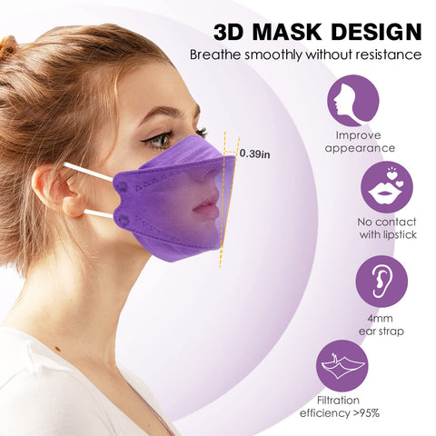 POQCCT KN95 mask with embedded nose clip reducing fogging on glasses.