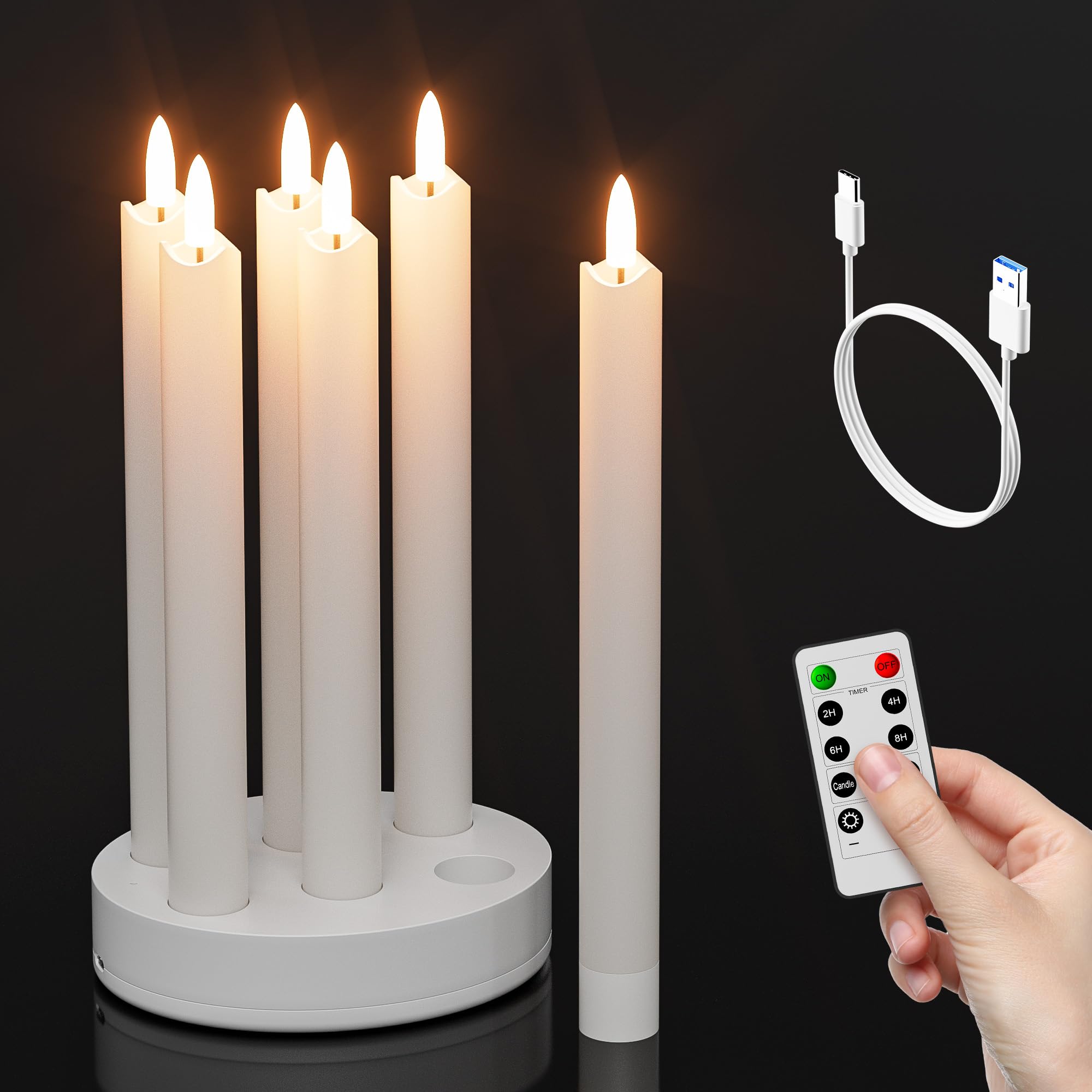 POQCCT rechargeable flameless candles with charging station illuminate events with warm, safe candlelight.