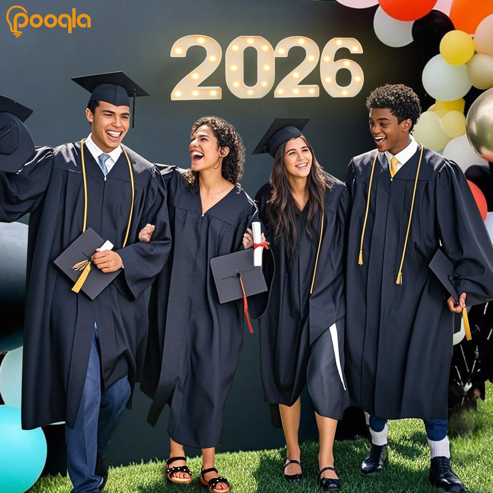 Pooqla graduation party decor 2026 enhances photo moments with gentle lighting