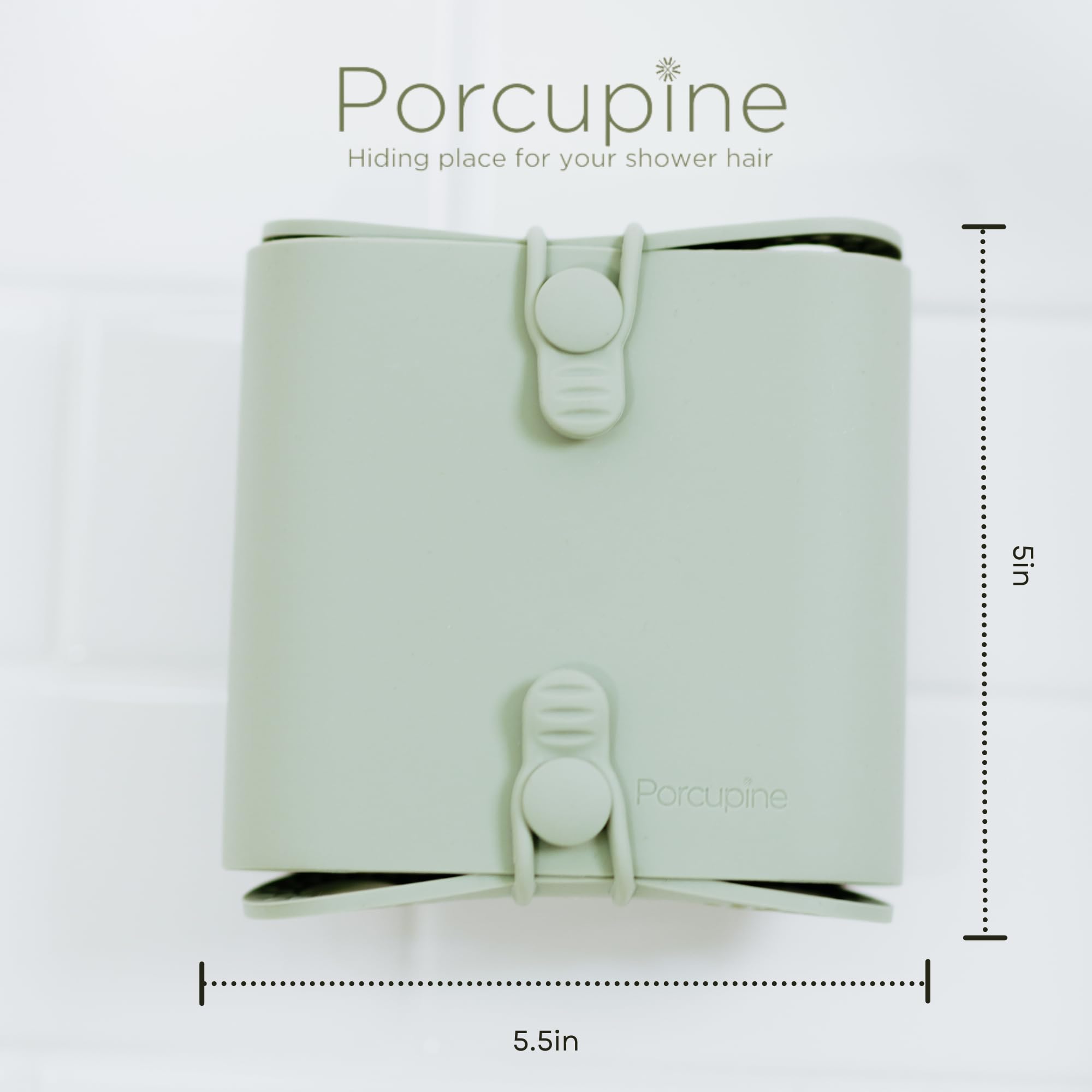 Porcupine silicone hair catcher being flipped inside-out for easy cleaning
