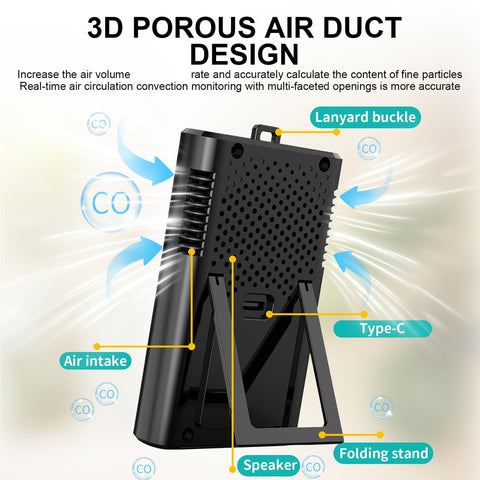 PortableCO detector audible and visual alarms indicate high CO levels