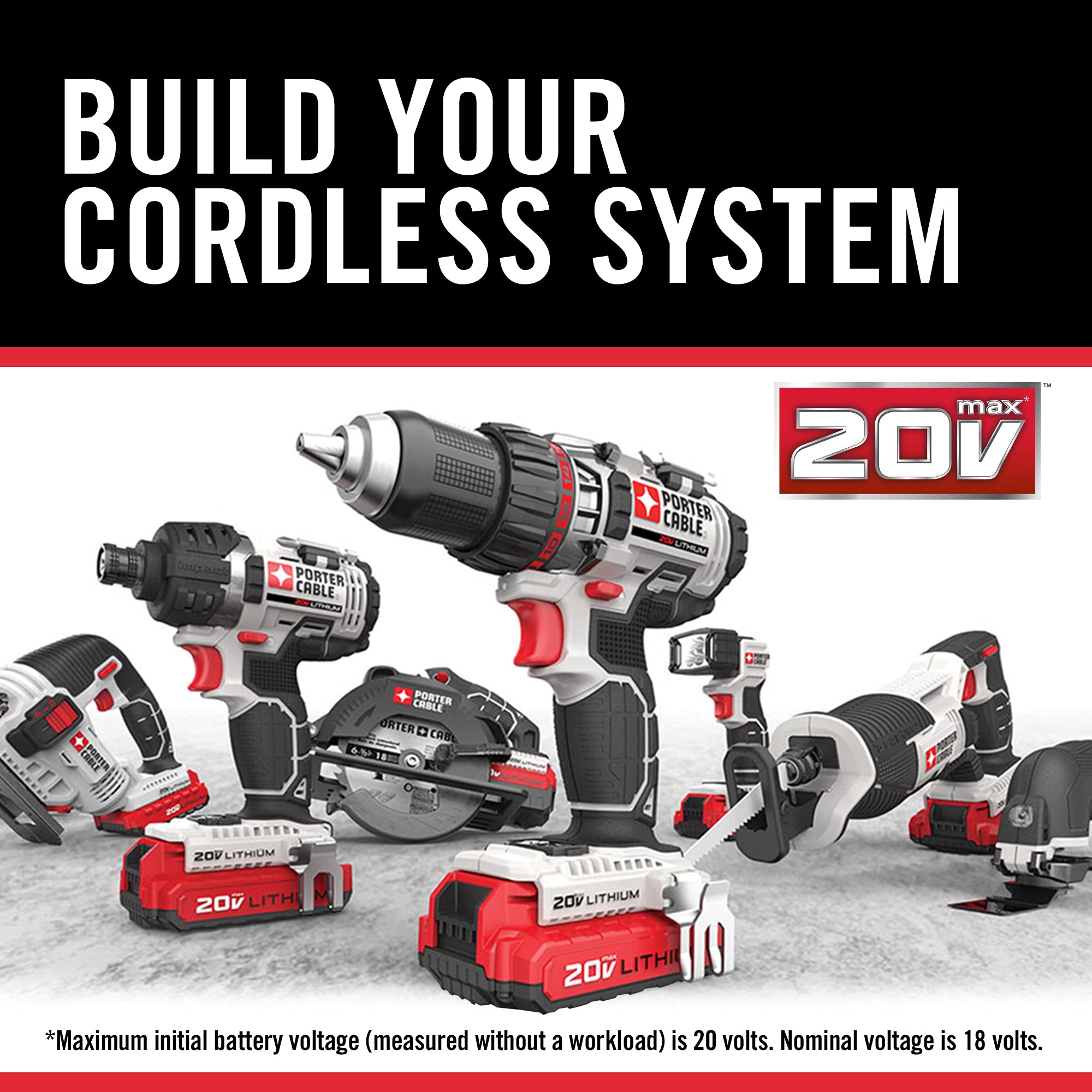 PORTER-CABLE 1.5Ah battery powers compatible 20V tools for extended runtime.