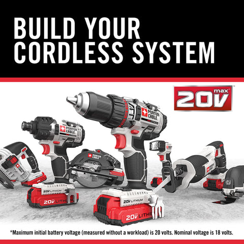 PORTER-CABLE 1.5Ah battery powers compatible 20V tools for extended runtime.