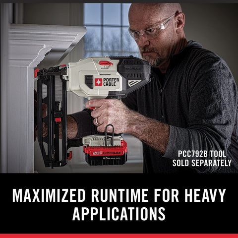 PORTER-CABLE 20V MAX 4.0Ah battery back view emphasizes robust construction