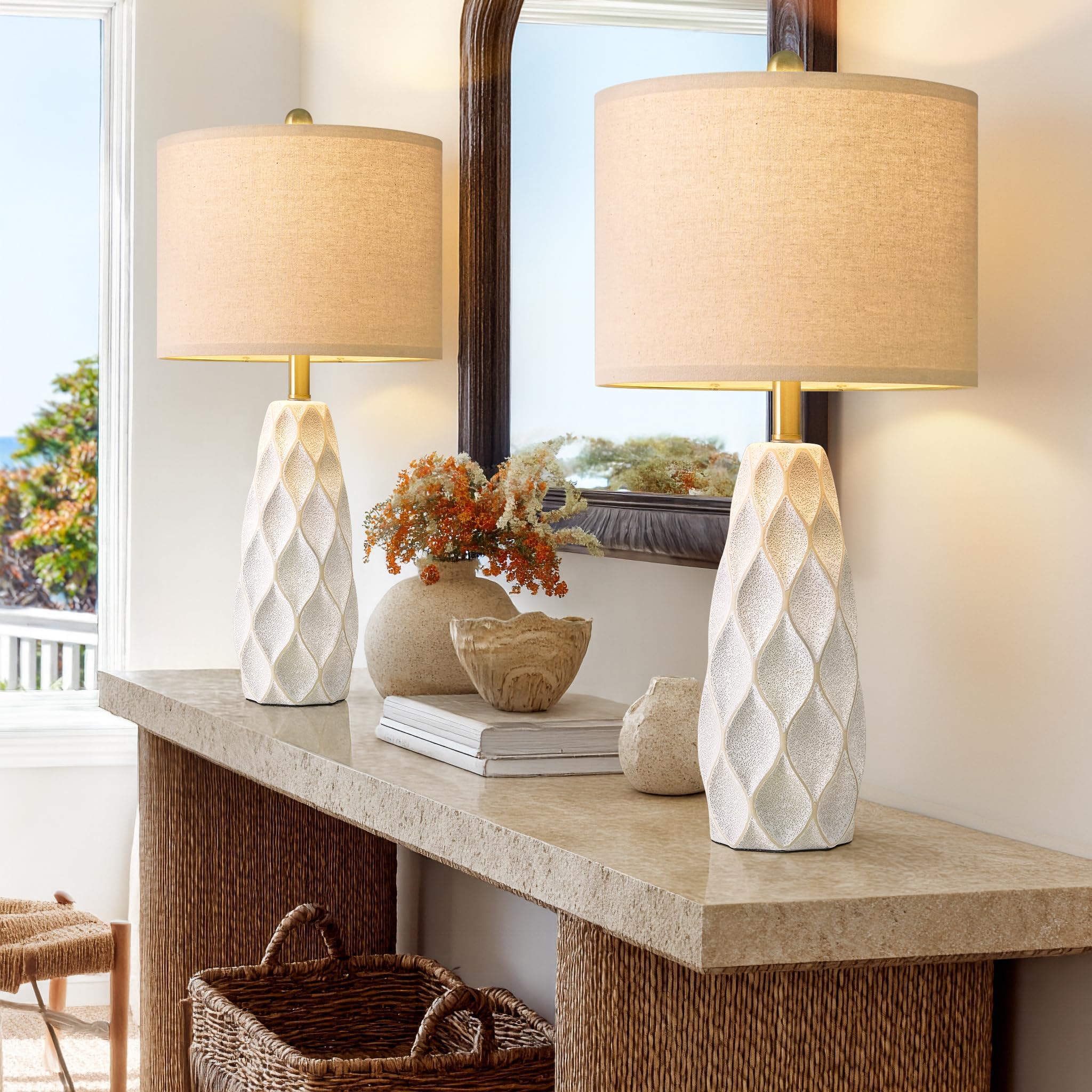PORTRES ceramic table lamps farmhouse style timeless white ceramic accent