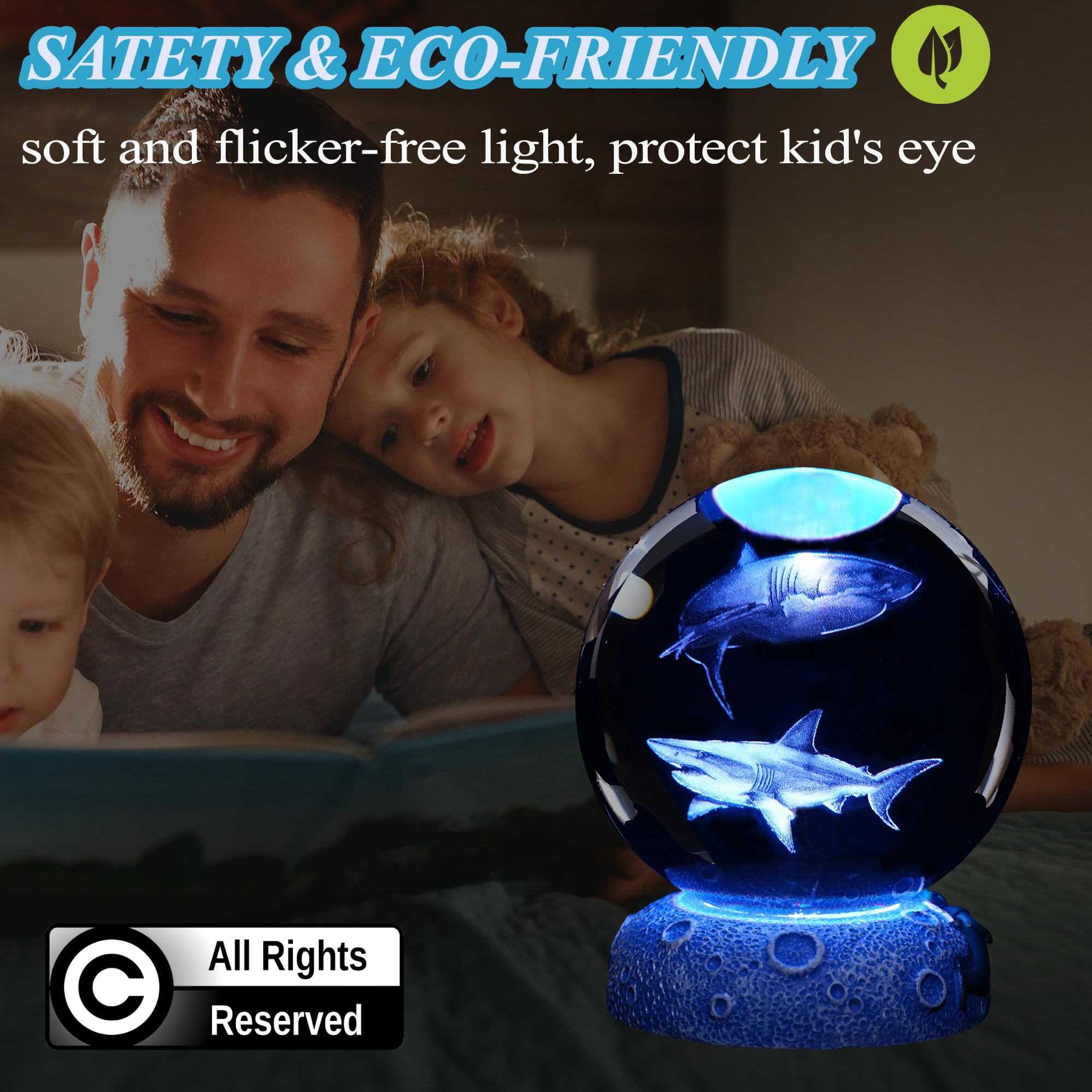 POSSHE 3D shark lamp fits modern or rustic decor with its compact base.