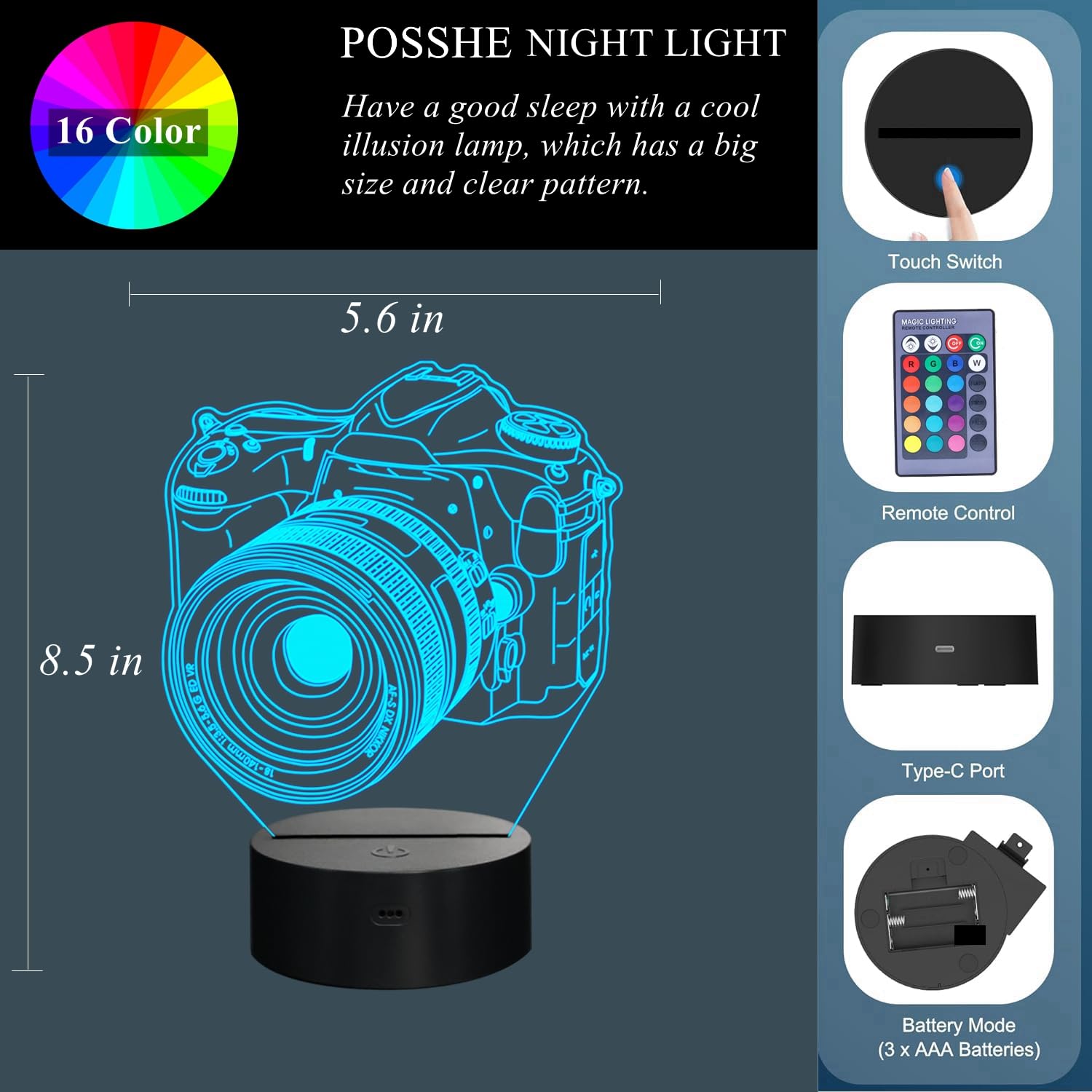 POSSHE Christmas decor camera lamp adds festive flair