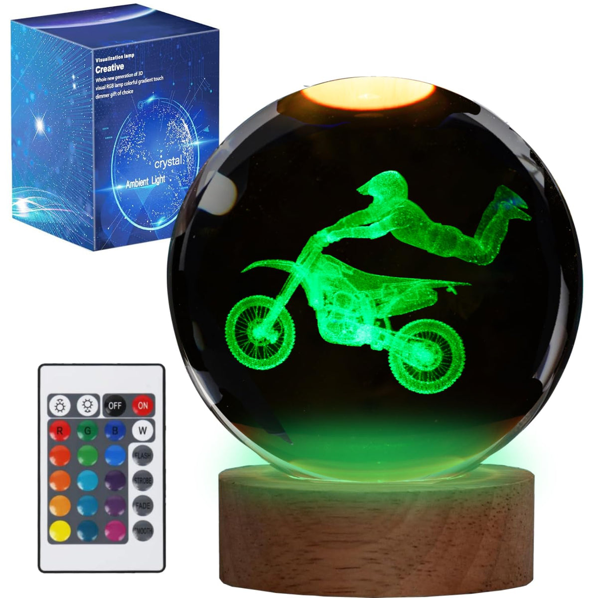 POSSHE dirt bike night light with remote for color-changing mood lighting