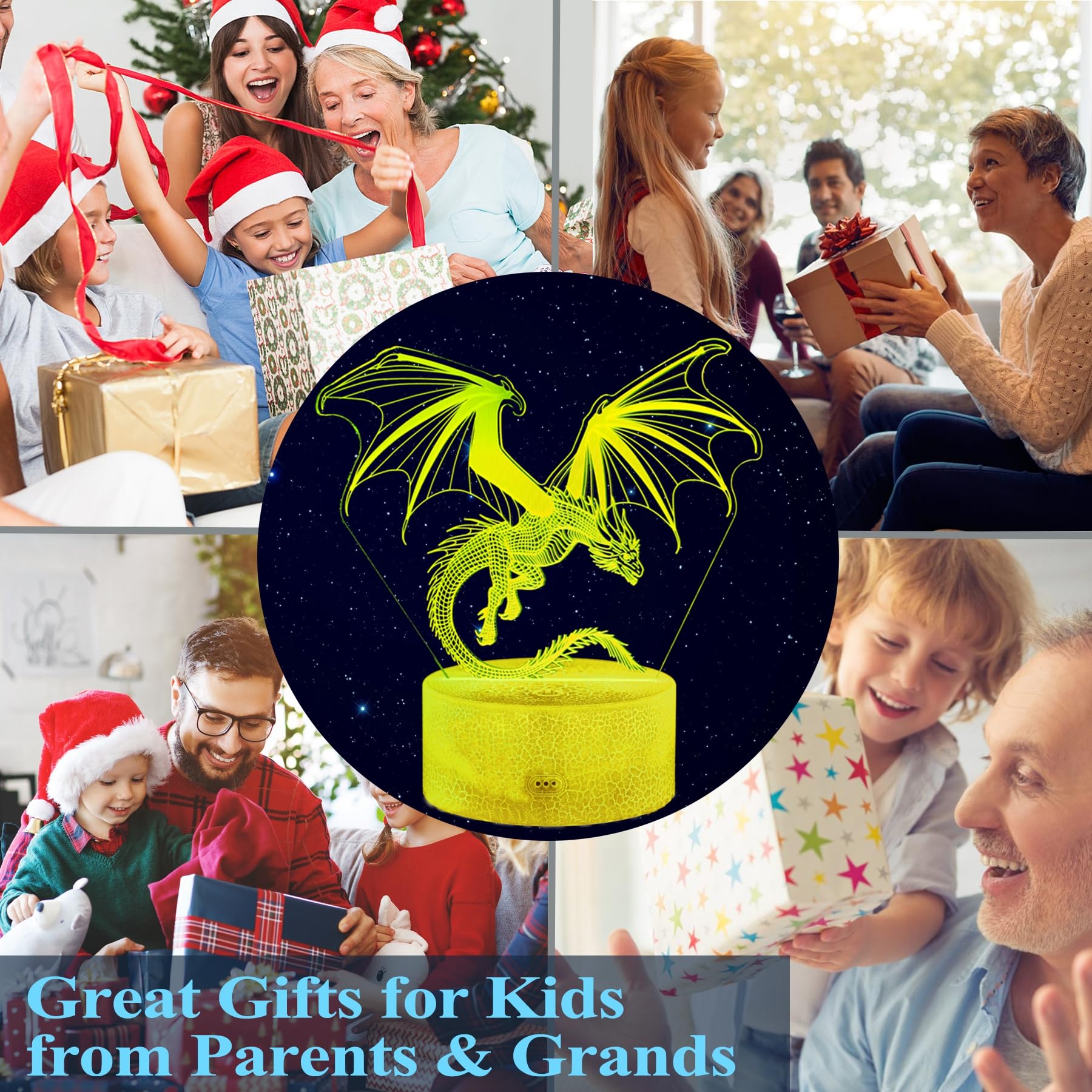POSSHE Dragon Night Light with four modes for dynamic scenes