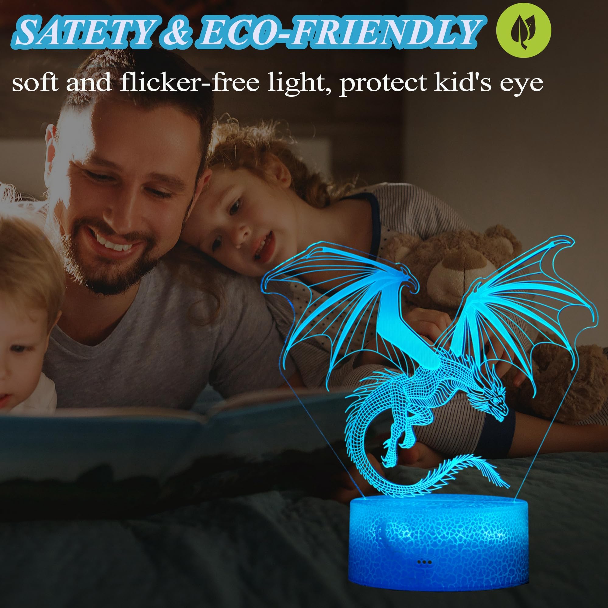 POSSHE Dragon Night Light dimmable brightness for soft nighttime glow