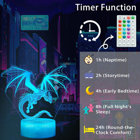 POSSHE Dragon Night Light LED lights are flicker-free and gentle on the eyes