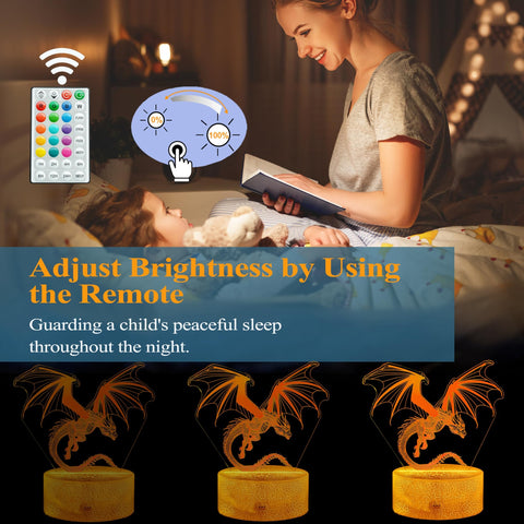 POSSHE Dragon Night Light remote control for easy color and mode changes
