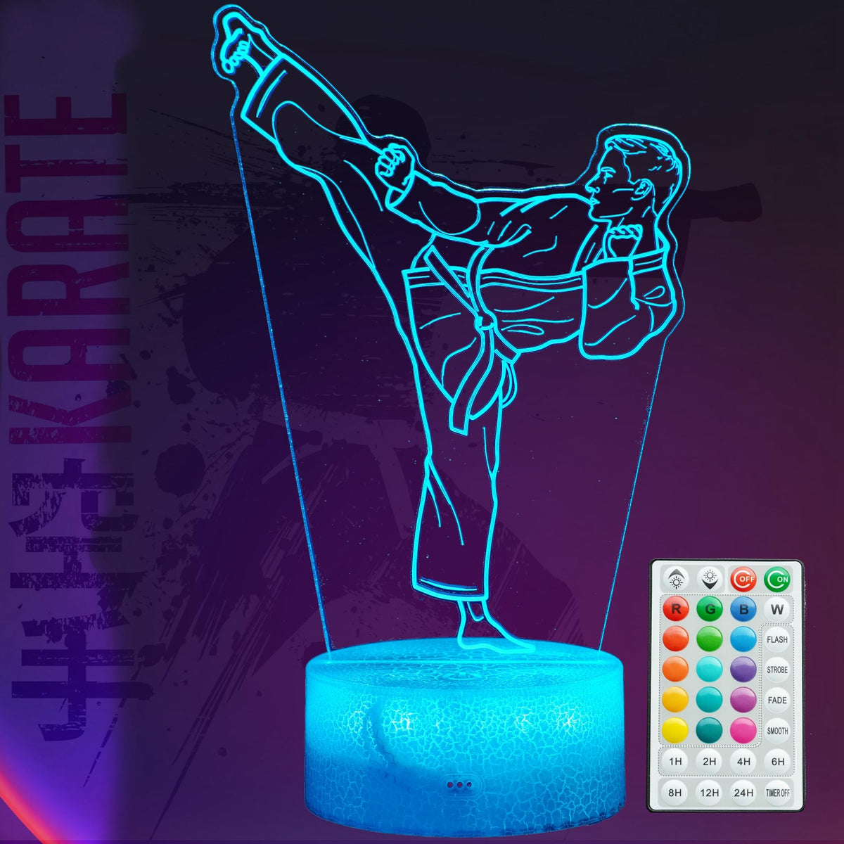 POSSHE Karate Night Light with a 3D illusion for kids' rooms.