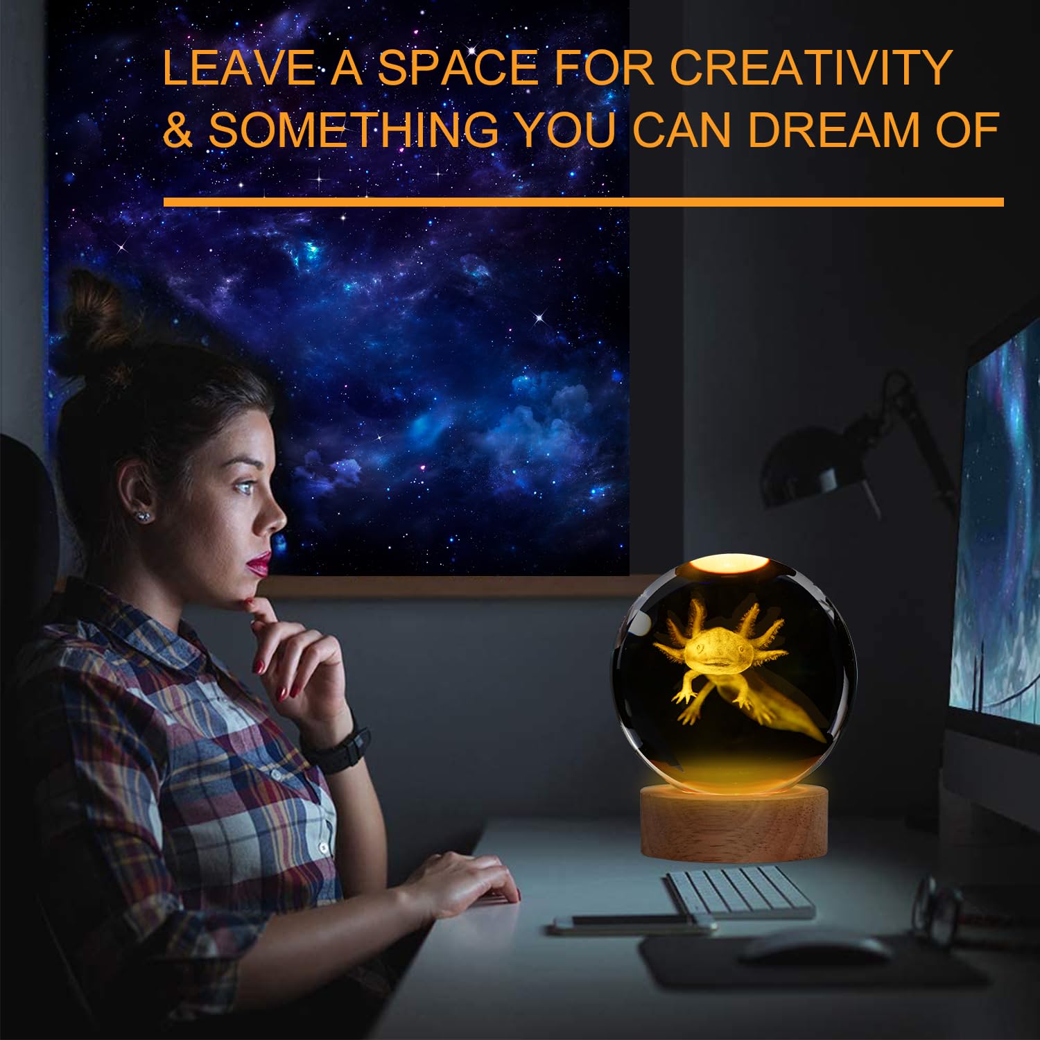 POSSHE soft glow axolotl night light enhances ambiance