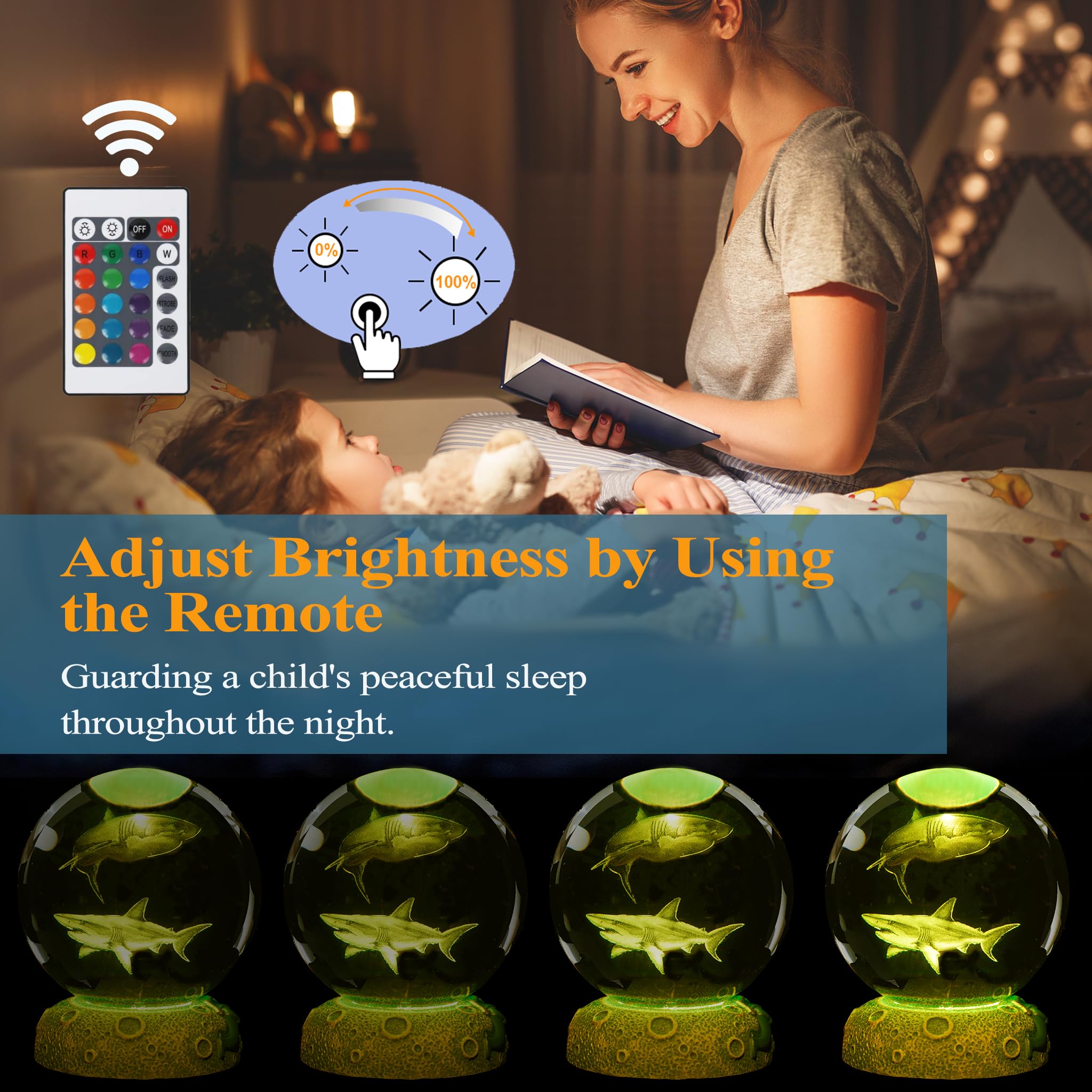 POSSHE underwater crystal ball lamp adds a playful ocean vibe to any shelf.