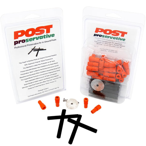Post Proservative kit front view for easy fence post re-treatment.