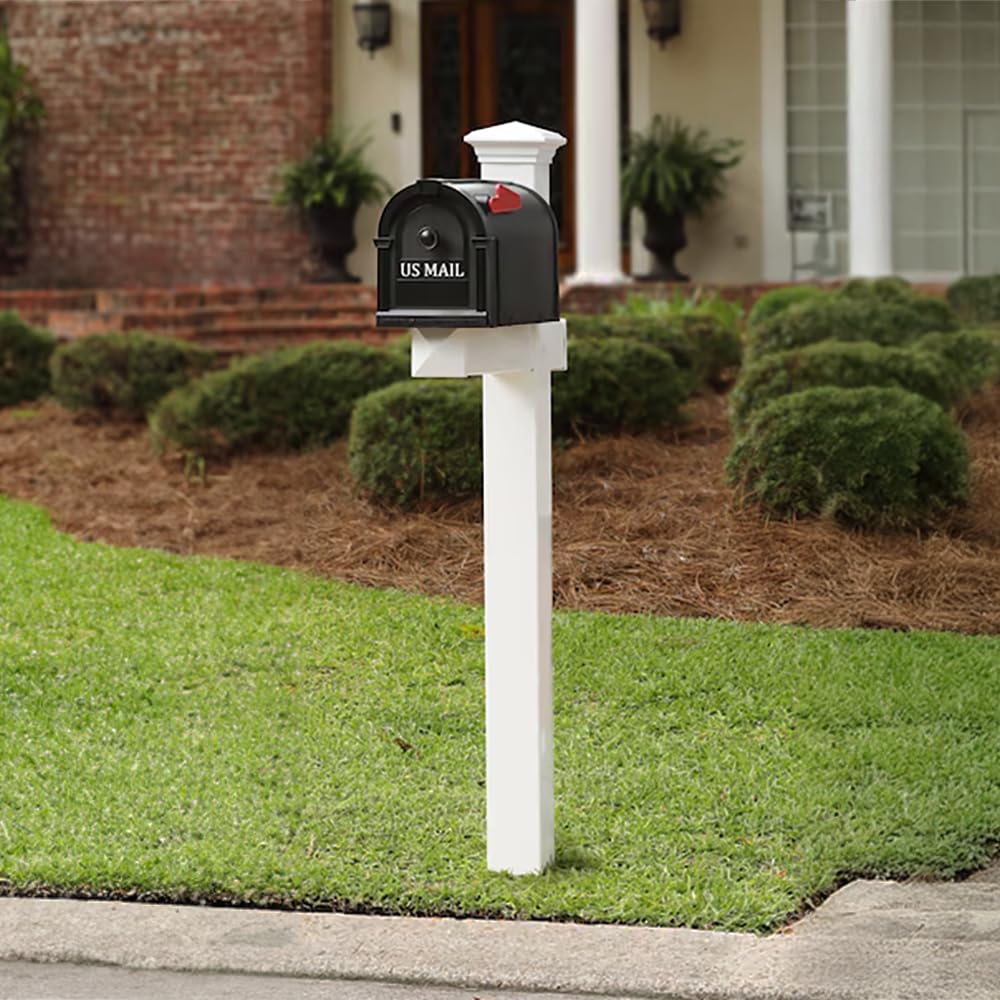 Postal Pro Hampton mailbox flag raised by the door for visibility