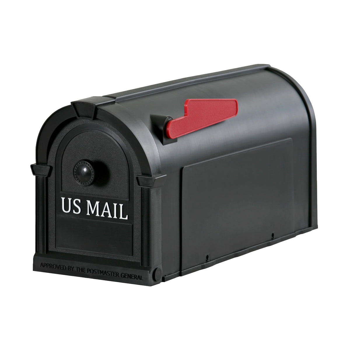 Postal Pro Hampton mailbox front view in black, showcasing durable curb appeal