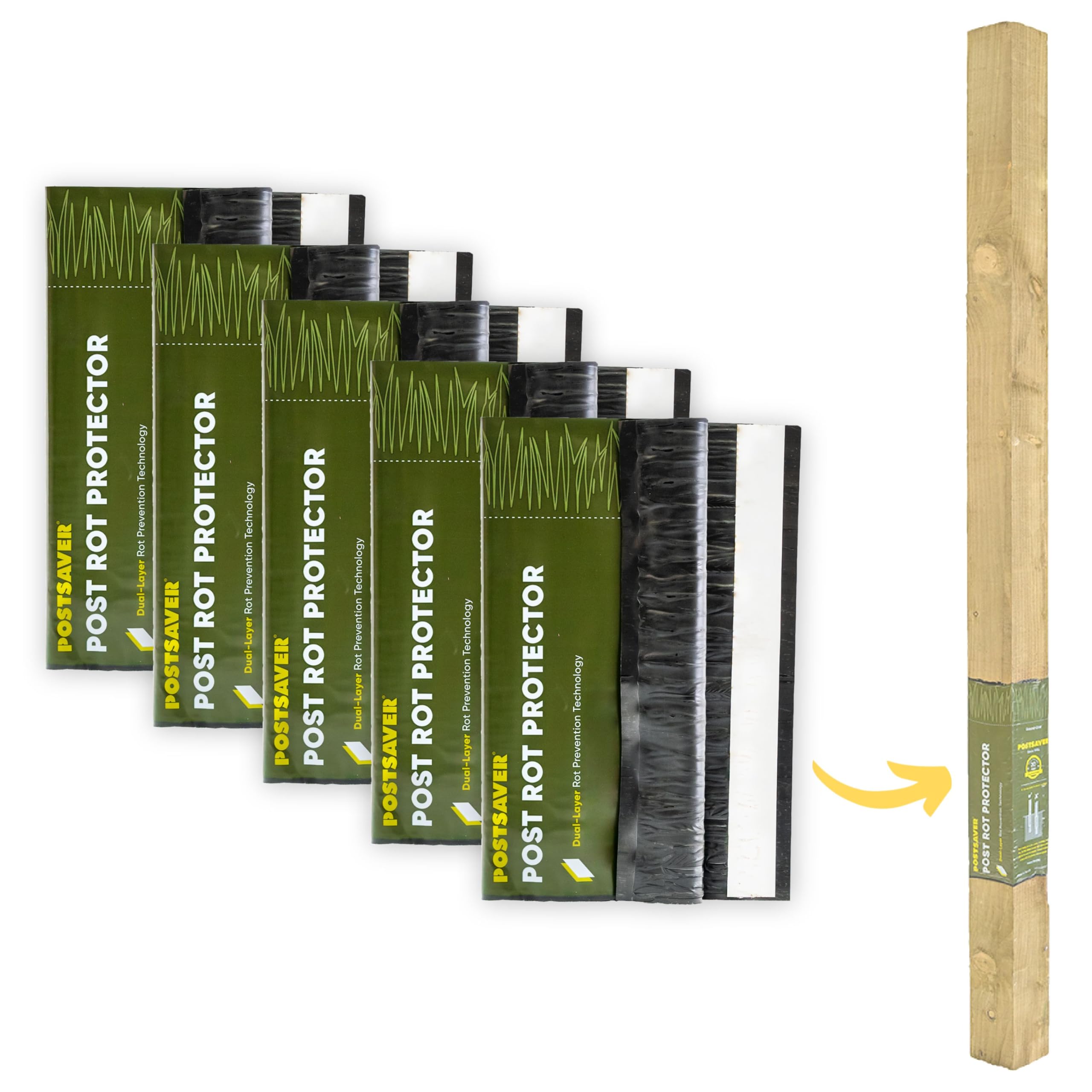 Postsaver Pro-Wrap Standard on a 3x3 square post delivers durable rot protection.