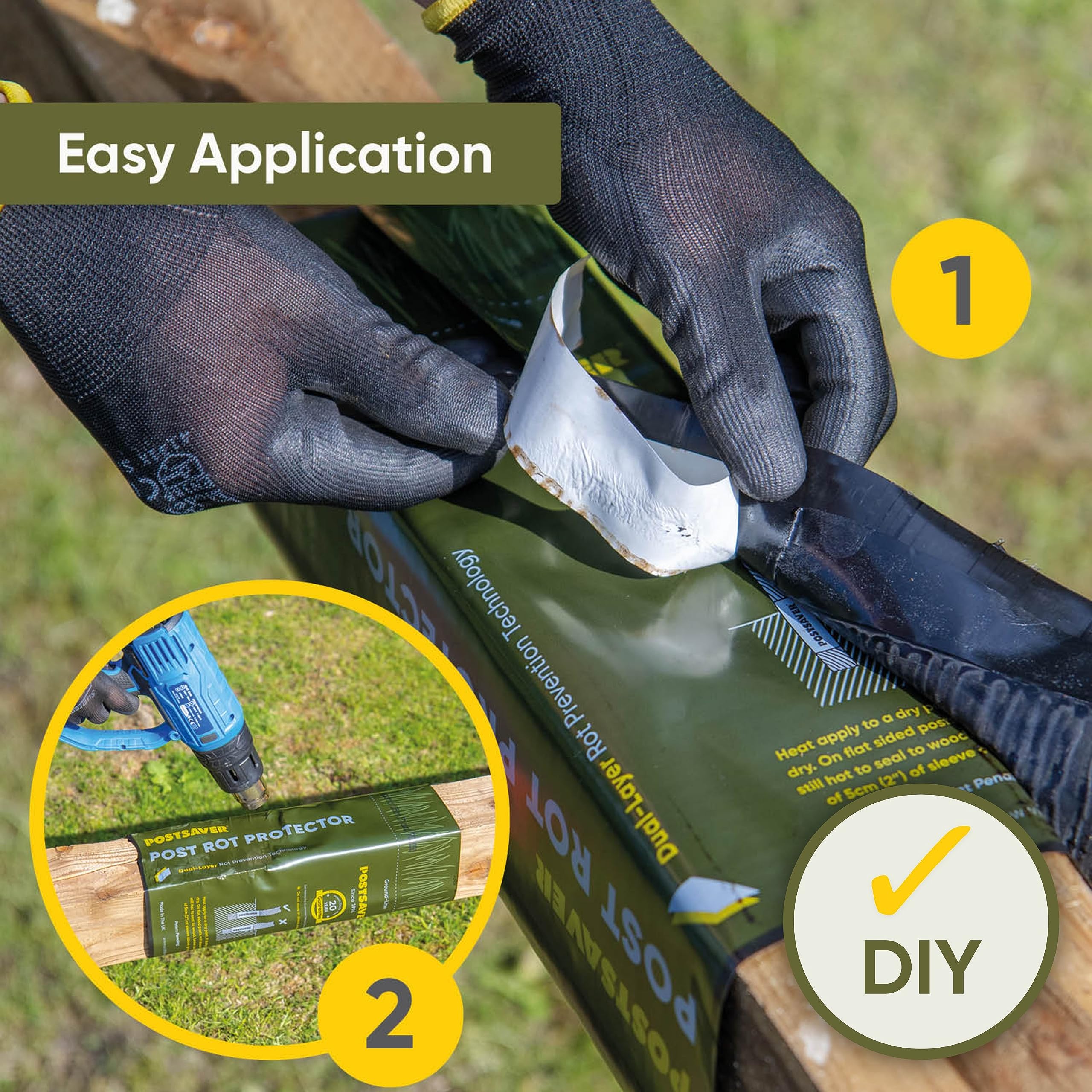 Durable wrap around a post helps simplify long-term maintenance.