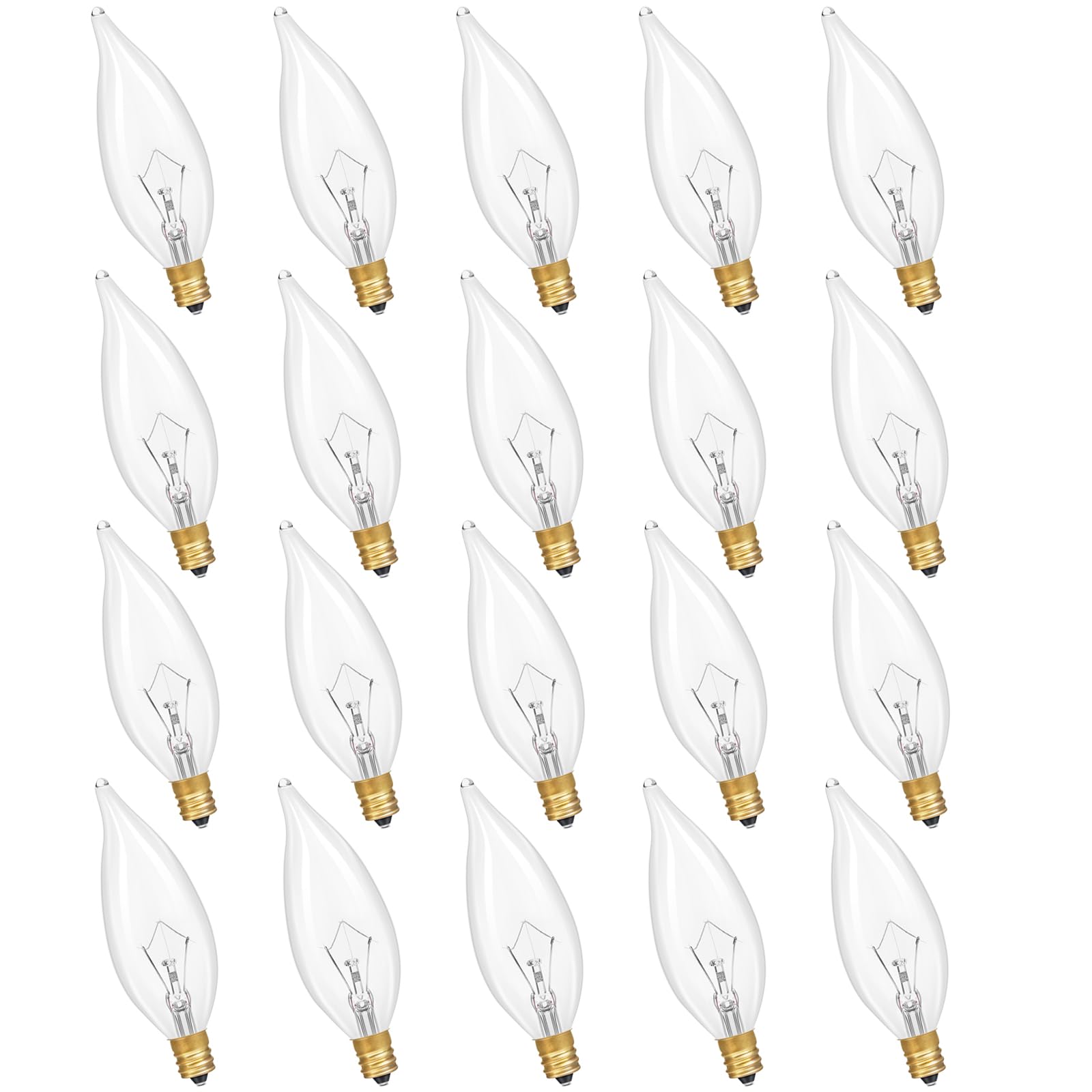 Potanro E12 20-pack glass candle bulb for elegant chandeliers and sconces.