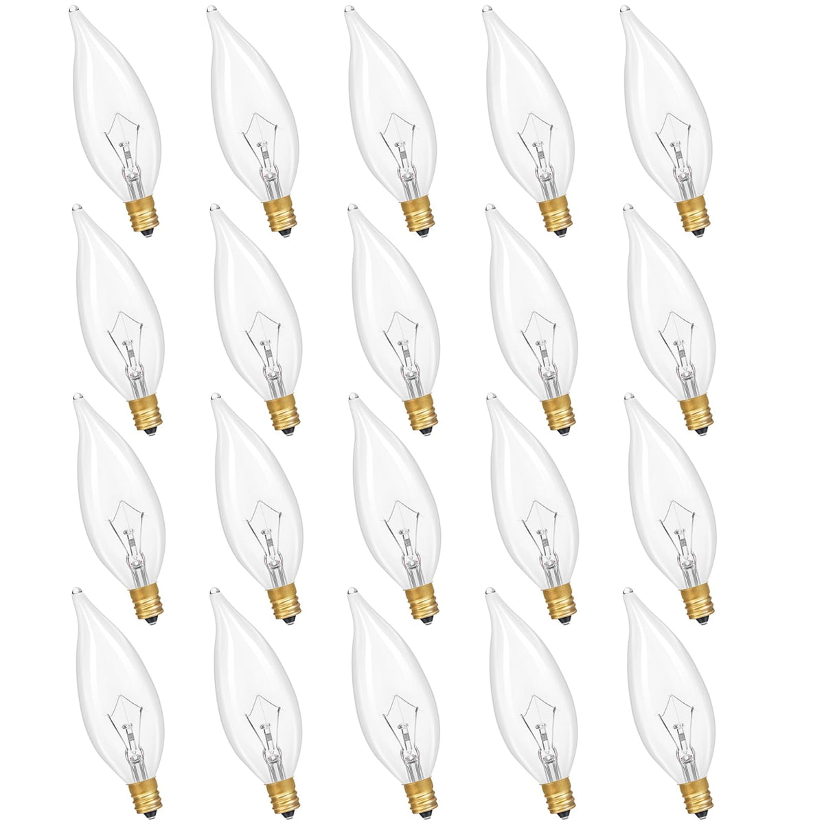 Potanro E12 20-pack glass candle bulb for elegant chandeliers and sconces.