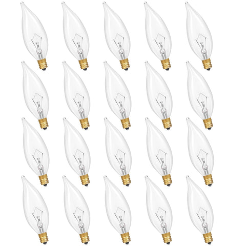 Potanro E12 20-pack glass candle bulb for elegant chandeliers and sconces.