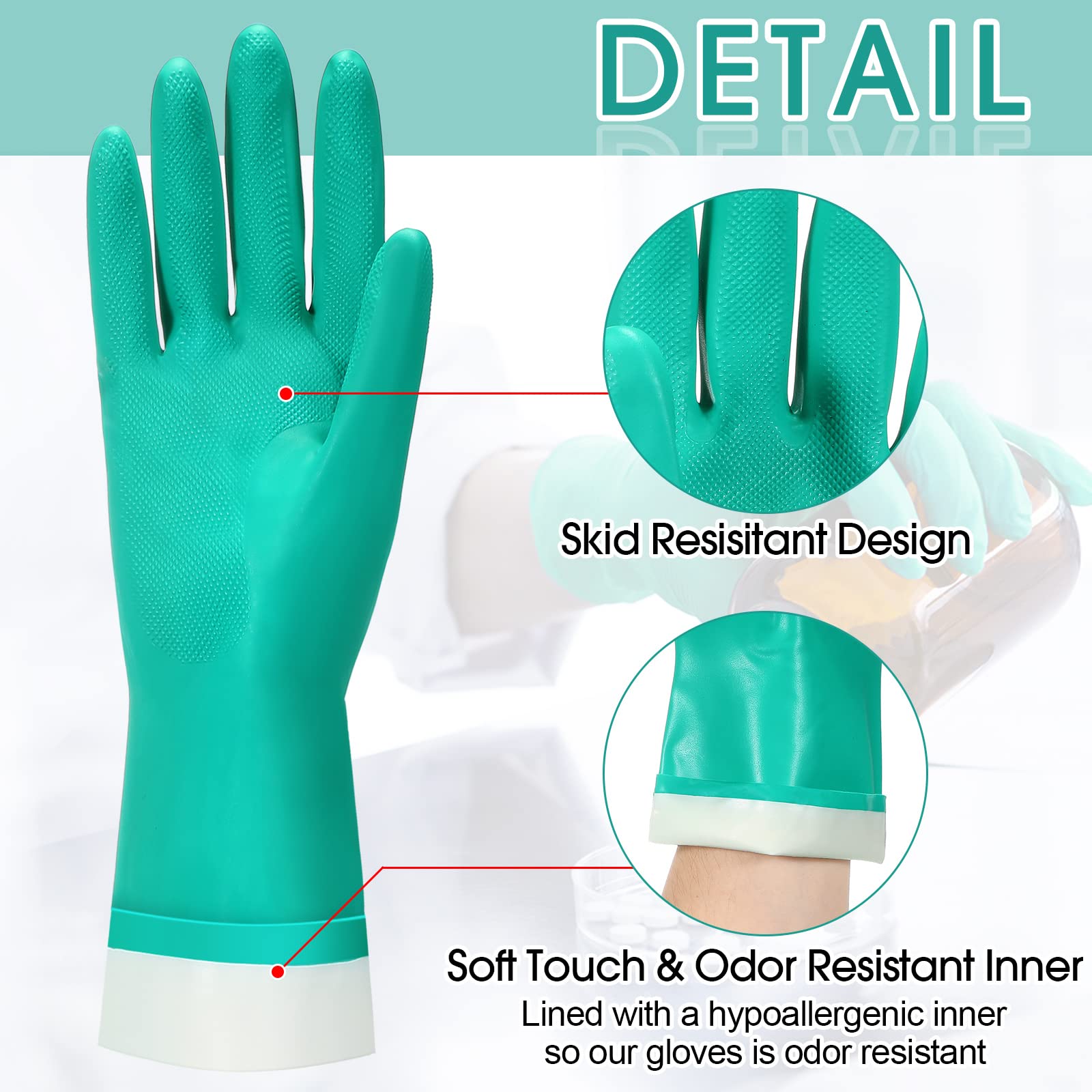 Potchen extended-cuff chemical-resistant gloves provide wrist protection during messy chores.