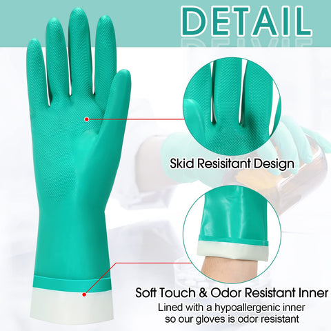 Potchen extended-cuff nitrile gloves protect wrists during splashes and spills.