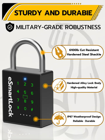 Pothunder padlock battery life graphic highlighting long standby power