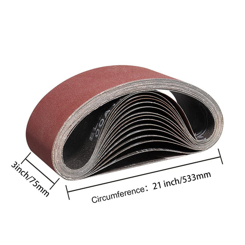 POTUINOM sanding belts come in a 10-pack for versatile projects.