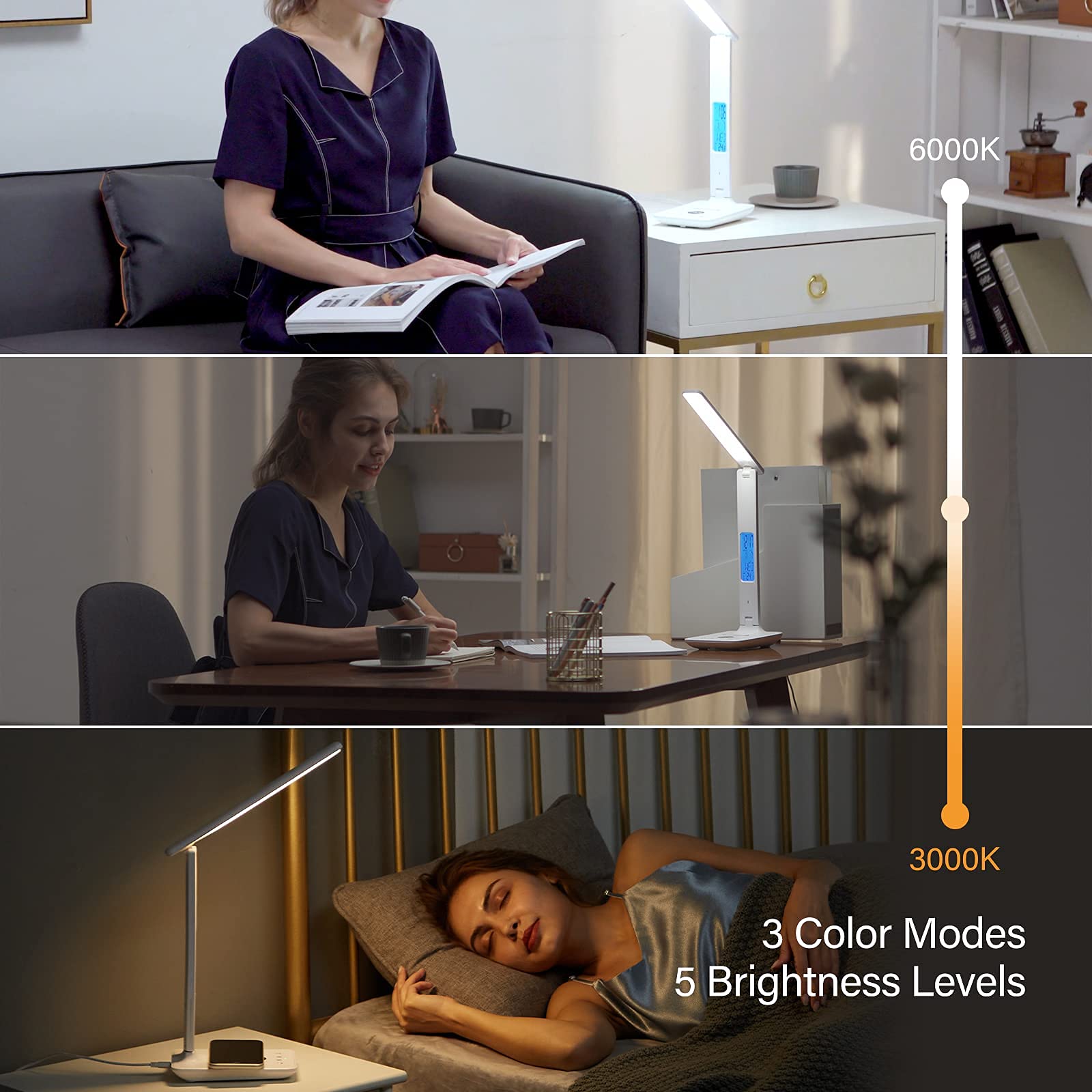Poukaran lamp foldable arm design saves space on a cluttered desk