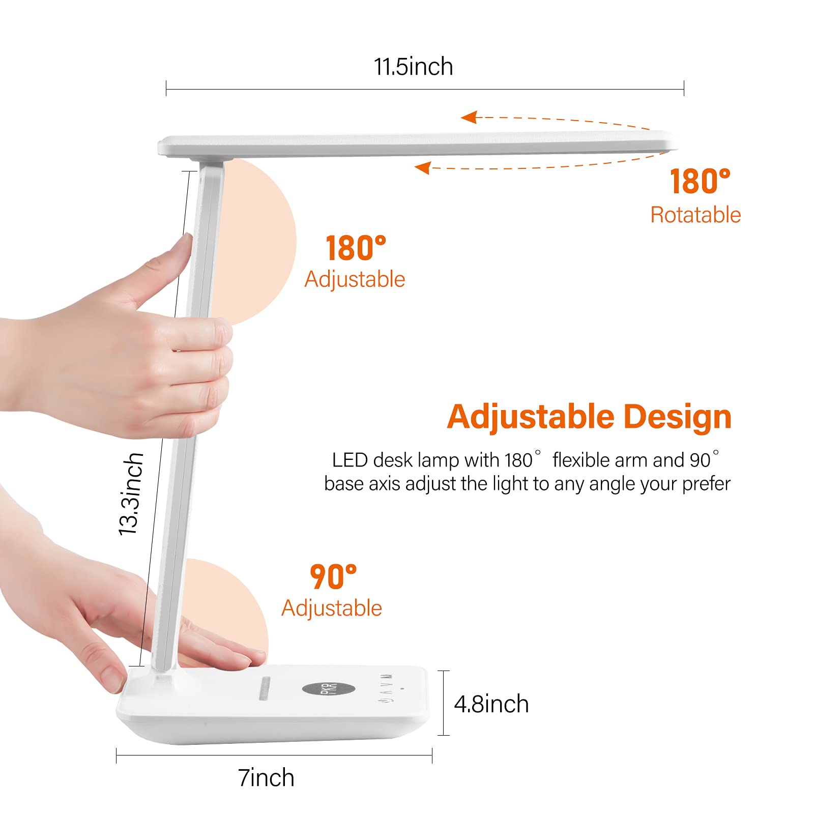 Poukaran LED desk lamp foldable arm saves space on the desk.