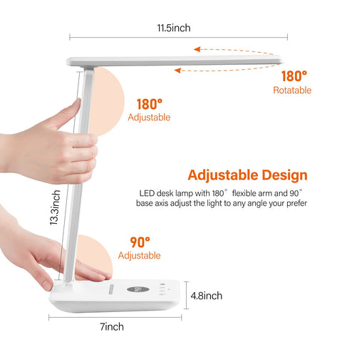 Poukaran LED desk lamp foldable arm saves space on the desk.
